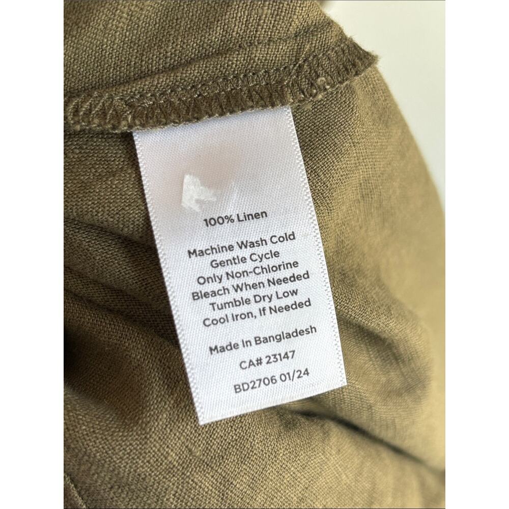 TALBOTS Linen Shirtdress Womens Olive Neutral 12 - Picture 8 of 8